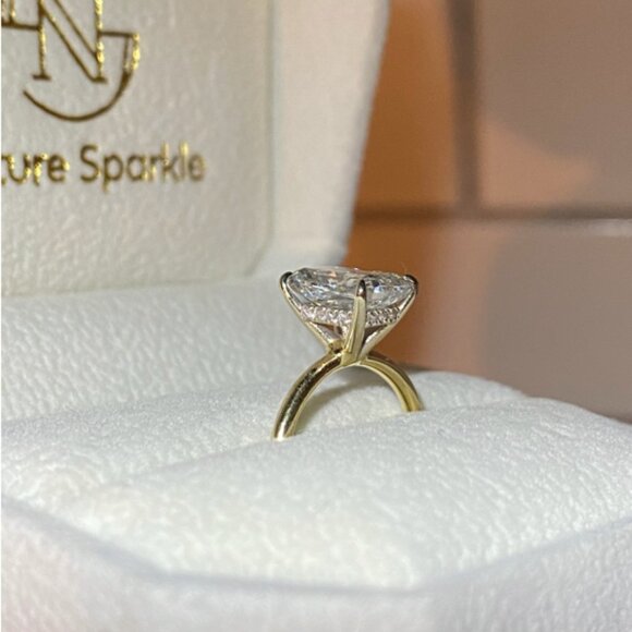 2.01 Carat Elongated Radiant Cut Lab Diamond - Two Tone Setting with Hidden Halo - Picture 4 of 5